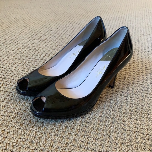 Cole Haan Shoes - Cole Haan Peep Toe Black Patent Heel